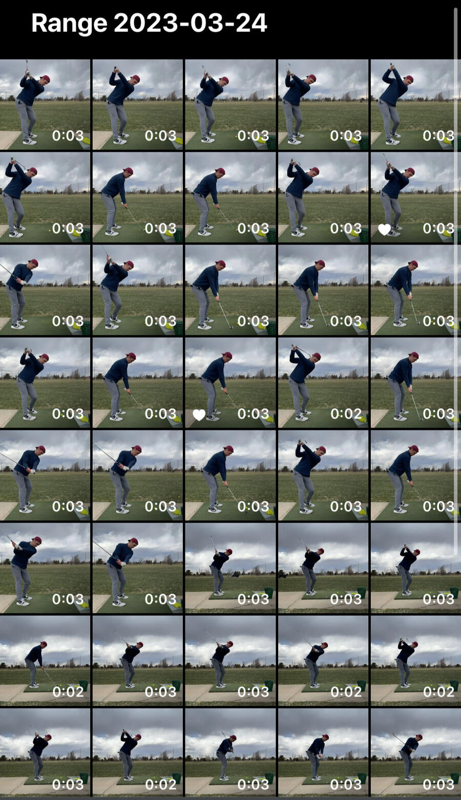 Gallery of golf swings from a practice session